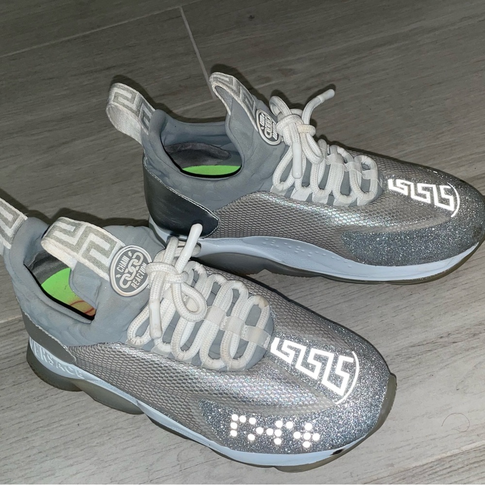Silver Versace Chain Reaction Sneakers